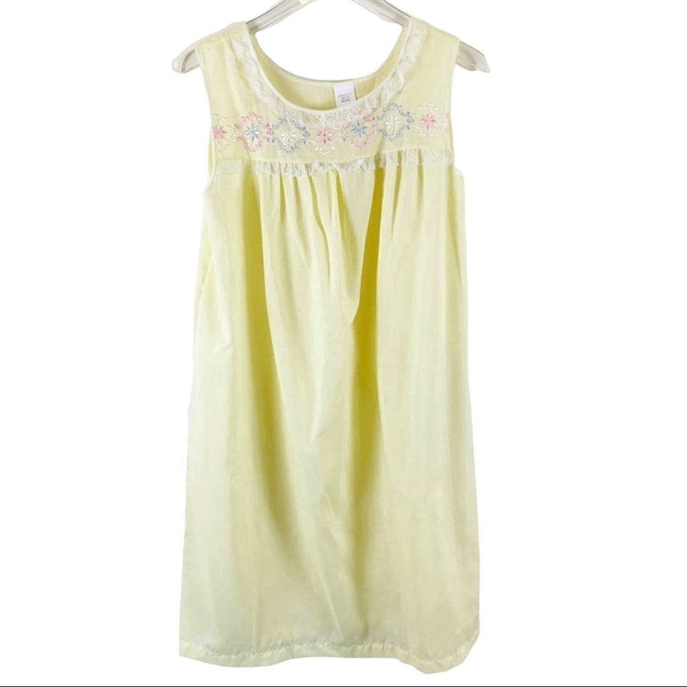 Vintage Philmaid Embroidered Nightgown Housecoat Set Yellow Medium